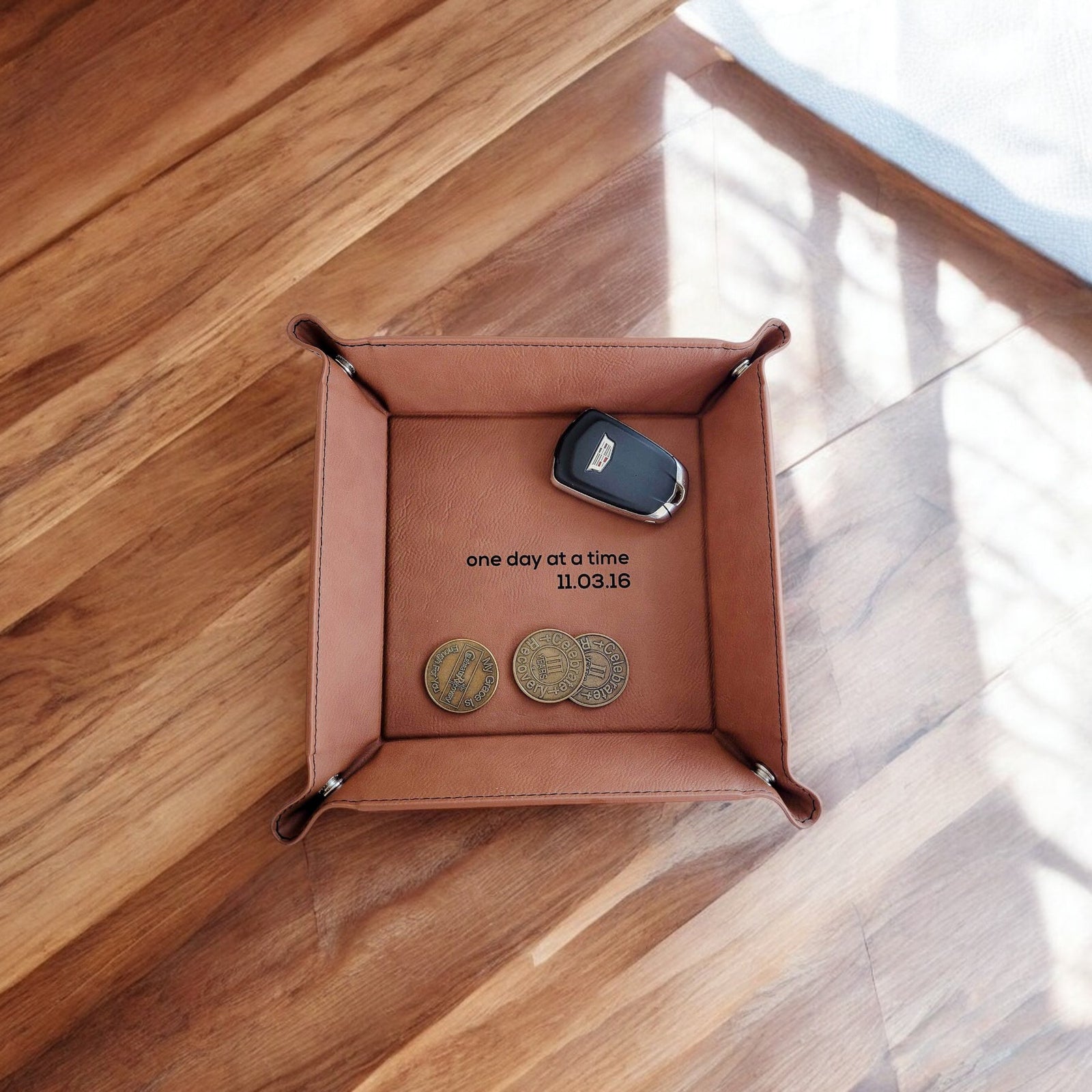 Custom Leatherette Valet Tray - One Day at a Time