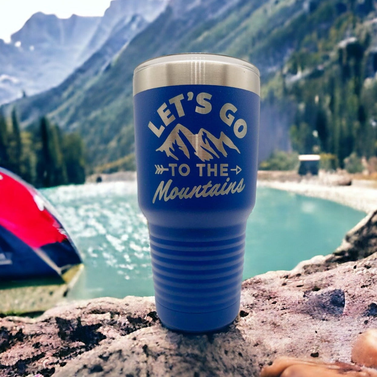 Let's Go To the Mountains - Engraved 30oz Blue Polar Camel Tumbler Sunny Box