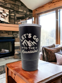 Lets Go to the Mountains - Camping Engraved 20oz Black Polar Camel Tumbler - Sunny Box