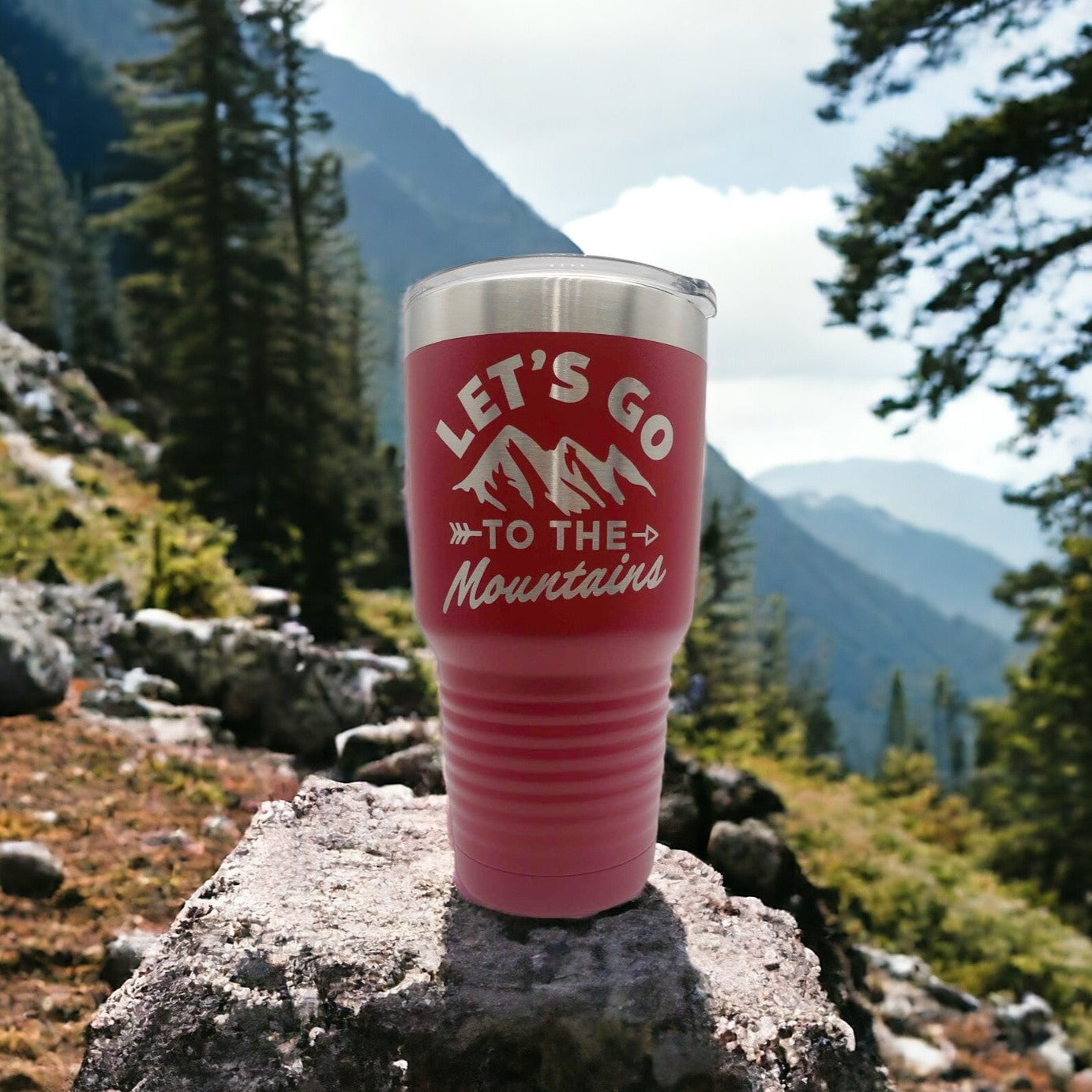 Let's Go To the Mountains - Engraved 30oz Maroon Polar Camel Tumbler Sunny Box