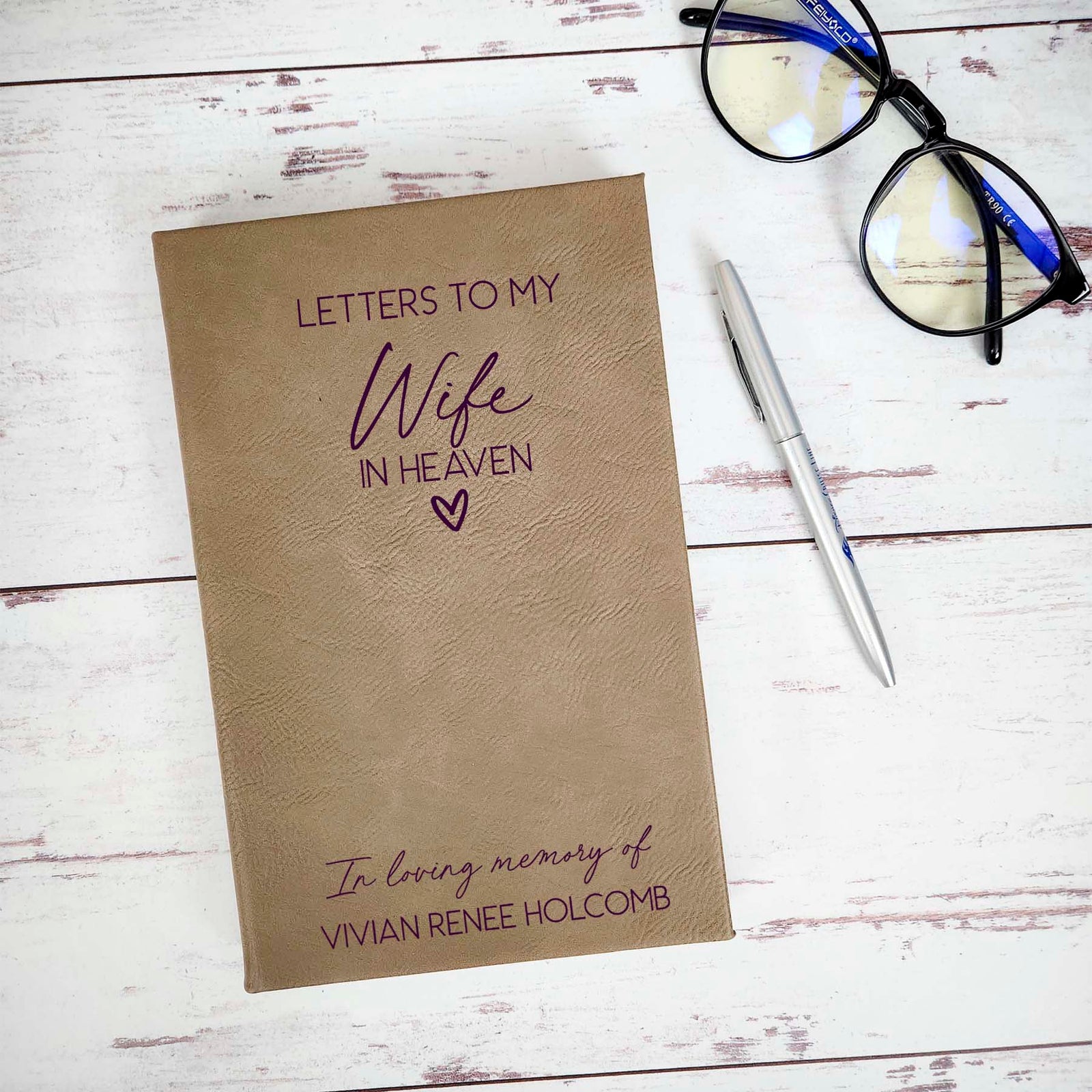 Letters To My Wife In Heaven Personalized Grief Journal  by Sunny Box