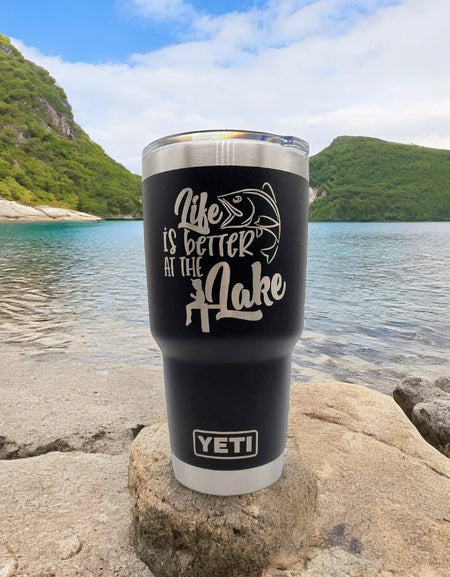 Life is Better at the Lake - Fisherman Engraved YETI Tumbler