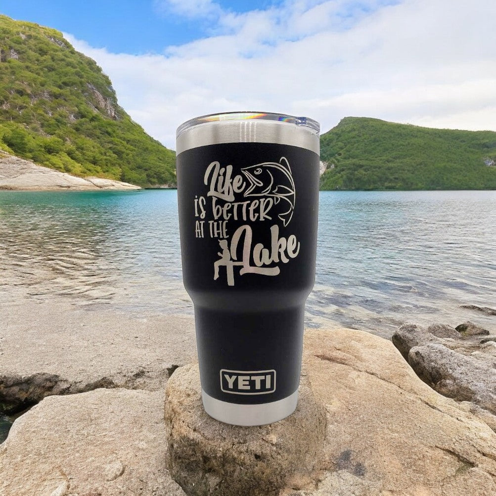 Life is Better at the Lake - Fisherman Engraved YETI Tumbler