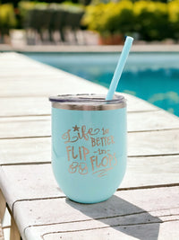 Life is better in flip flops personalized engraved 12oz wine tumbler by Sunny Box