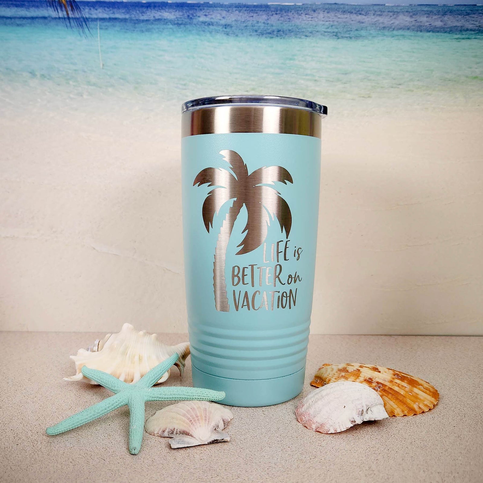 Life is Better on Vacation Engraved 20oz Teal Polar Camel Tumbler - Sunny Box