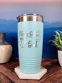 Life is Better on a Boat Personalized Engraved 20oz Teal Tumbler by Sunny Box