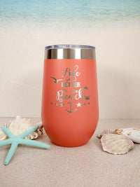 Life is Better at the Beach Engraved 16oz Wine Coral Polar Camel Tumbler - Sunny Box