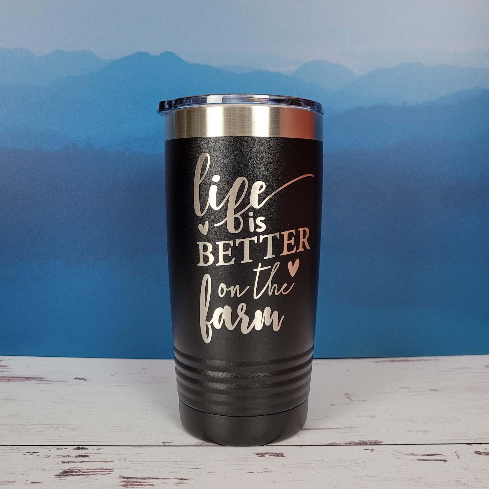 Life is Better on the Farm Engraved 20oz Black Polar Camel Tumbler - Sunny Box