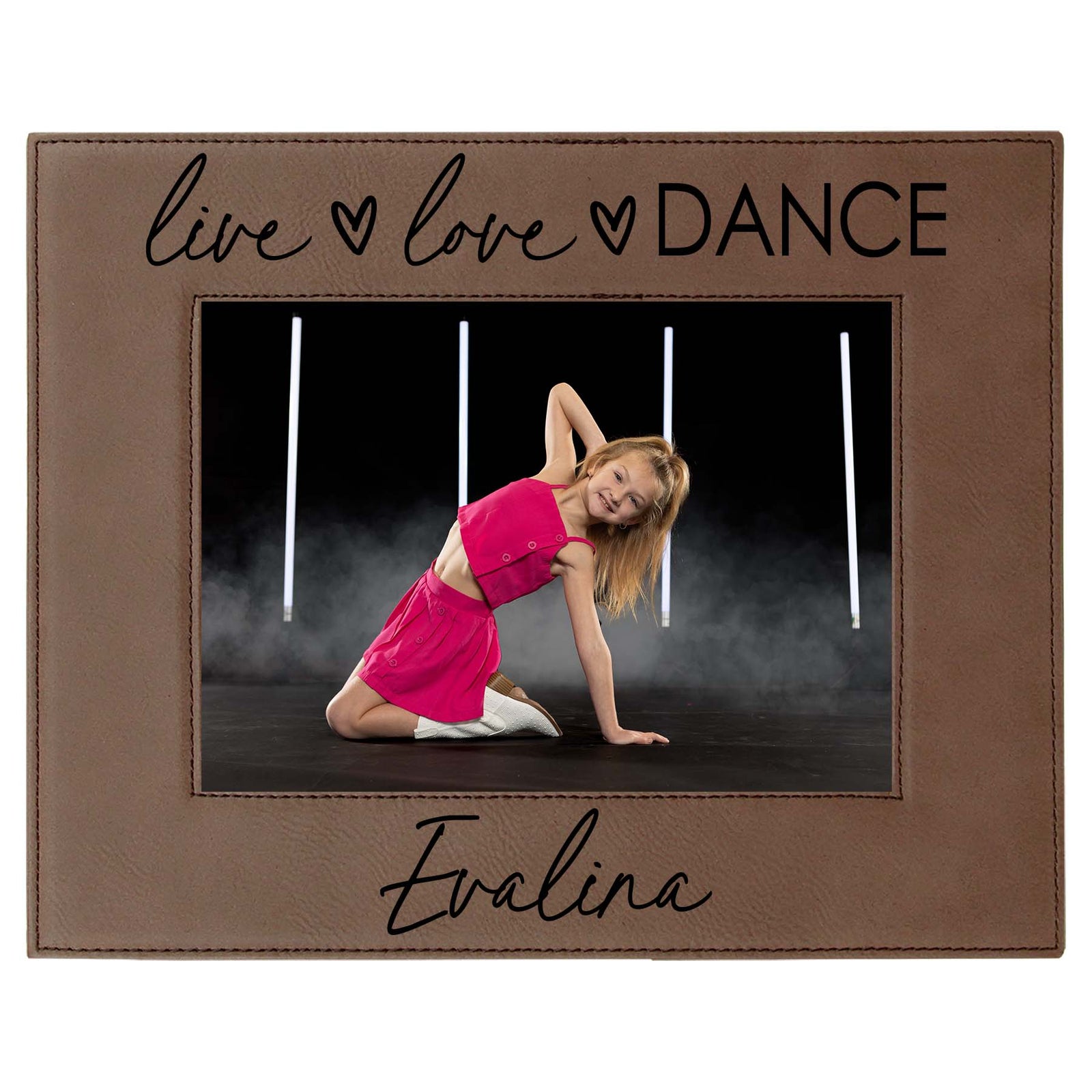 Live Love Dance Personalized Engraved Dark Brown Leatherette Picture Frame - Sunny Box