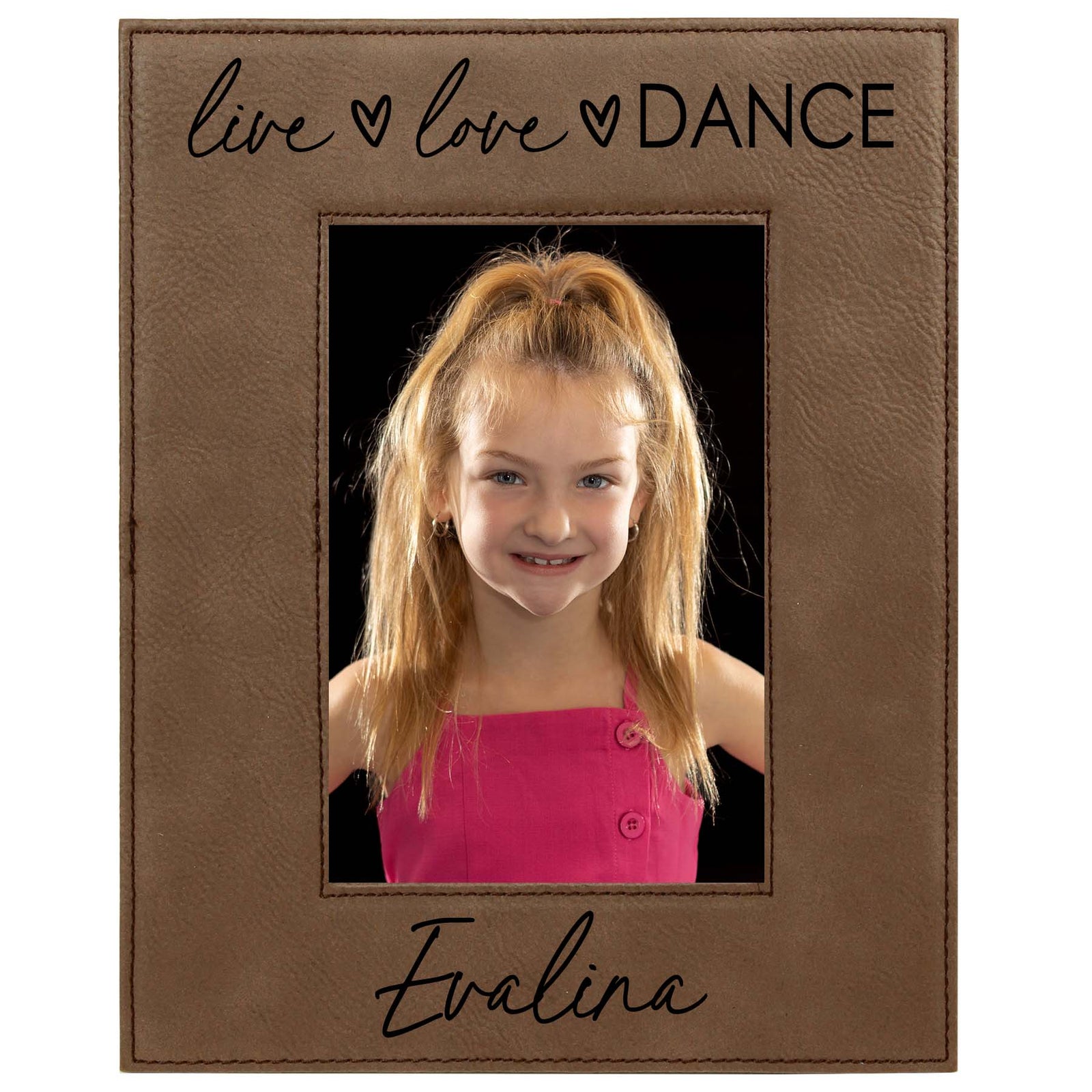 Live Love Dance Personalized Engraved Dark Brown Leatherette Picture Frame - Sunny Box