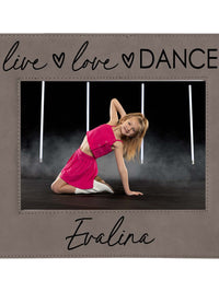 Live Love Dance Personalized Engraved Gray Leatherette Picture Frame - Sunny Box