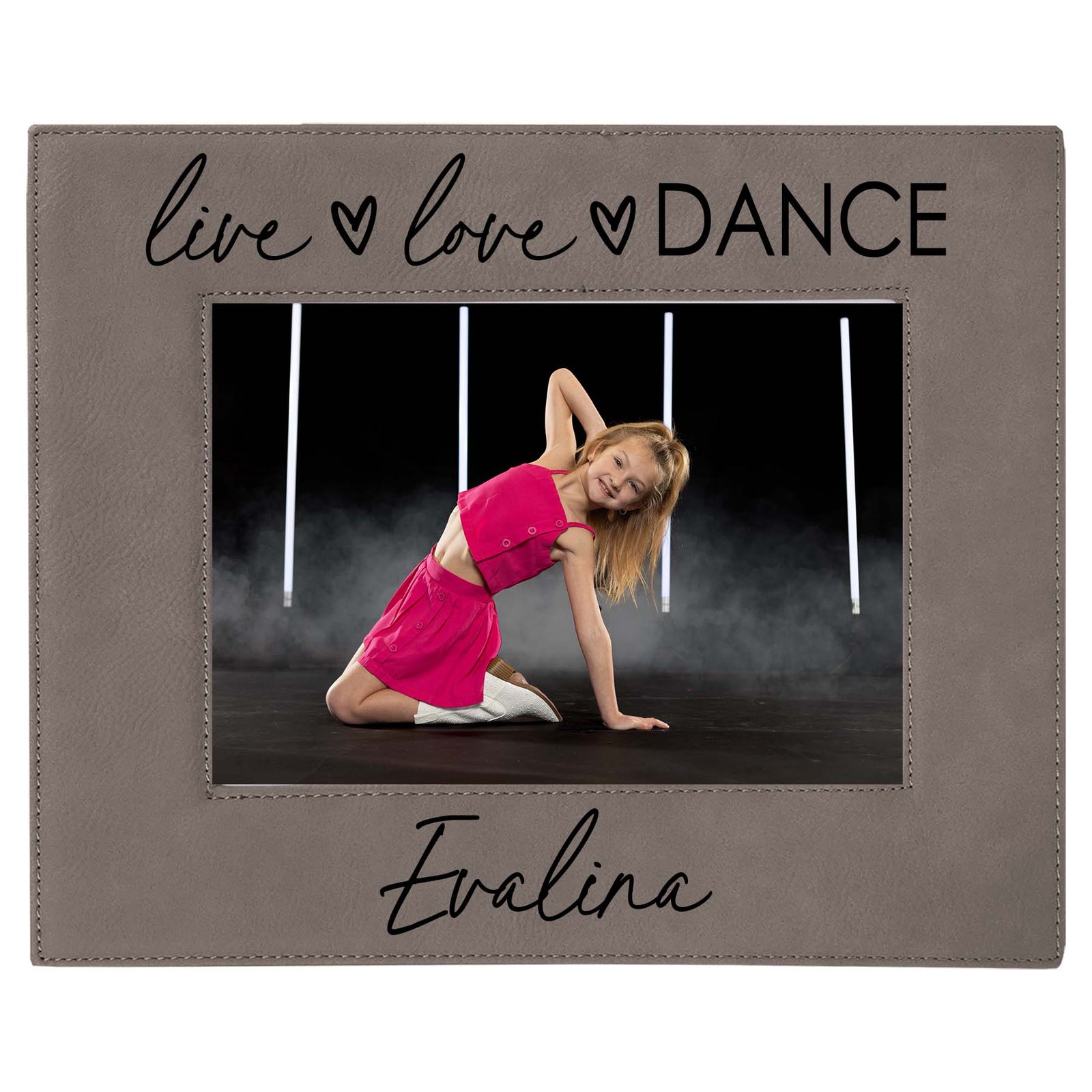Live Love Dance Personalized Engraved Gray Leatherette Picture Frame - Sunny Box