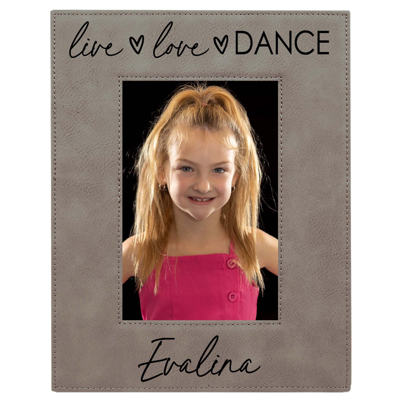 Live Love Dance Personalized Engraved Gray Leatherette Picture Frame - Sunny Box