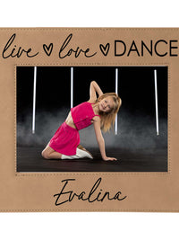 Live Love Dance Personalized Engraved Light Brown Leatherette Picture Frame - Sunny Box