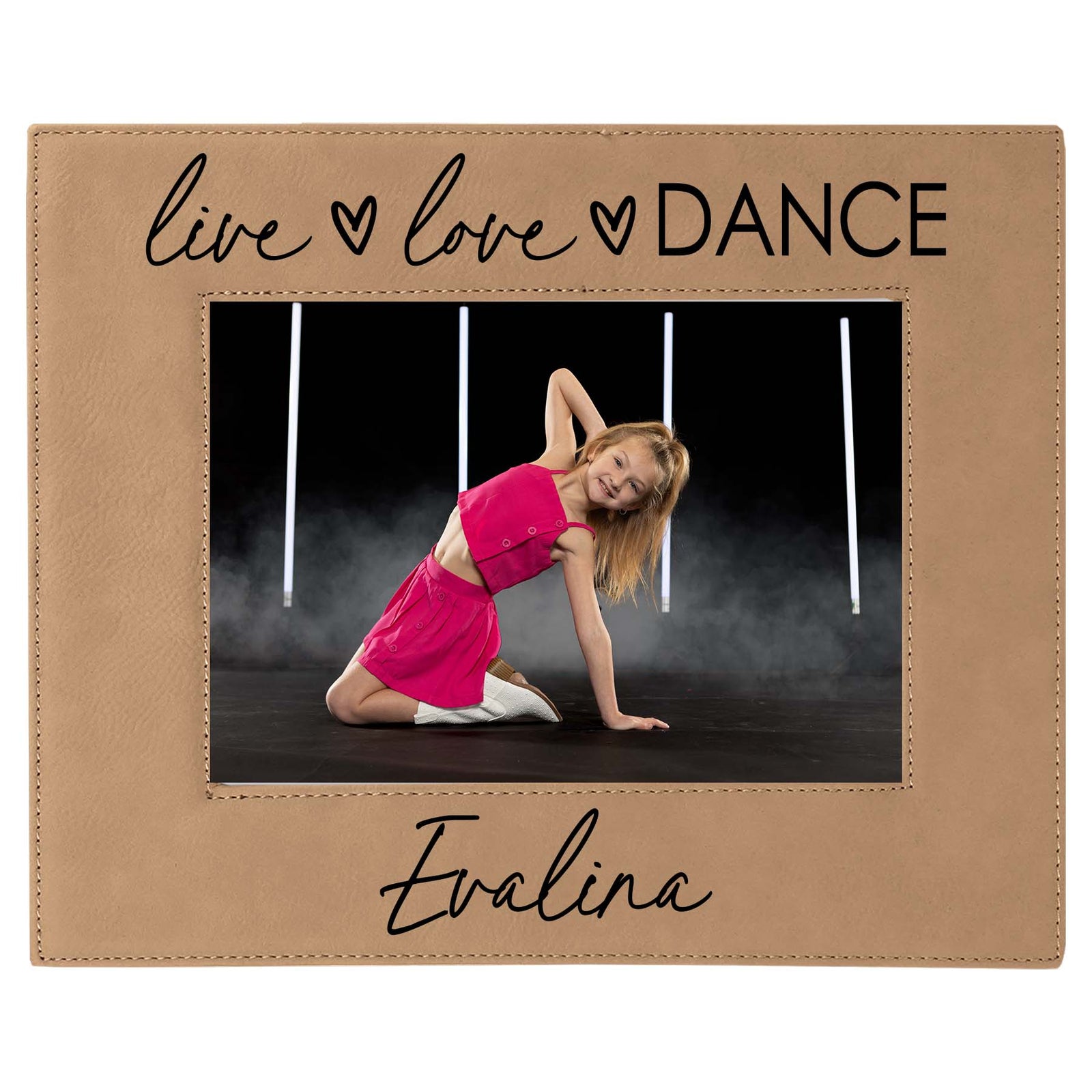 Live Love Dance Personalized Engraved Light Brown Leatherette Picture Frame - Sunny Box