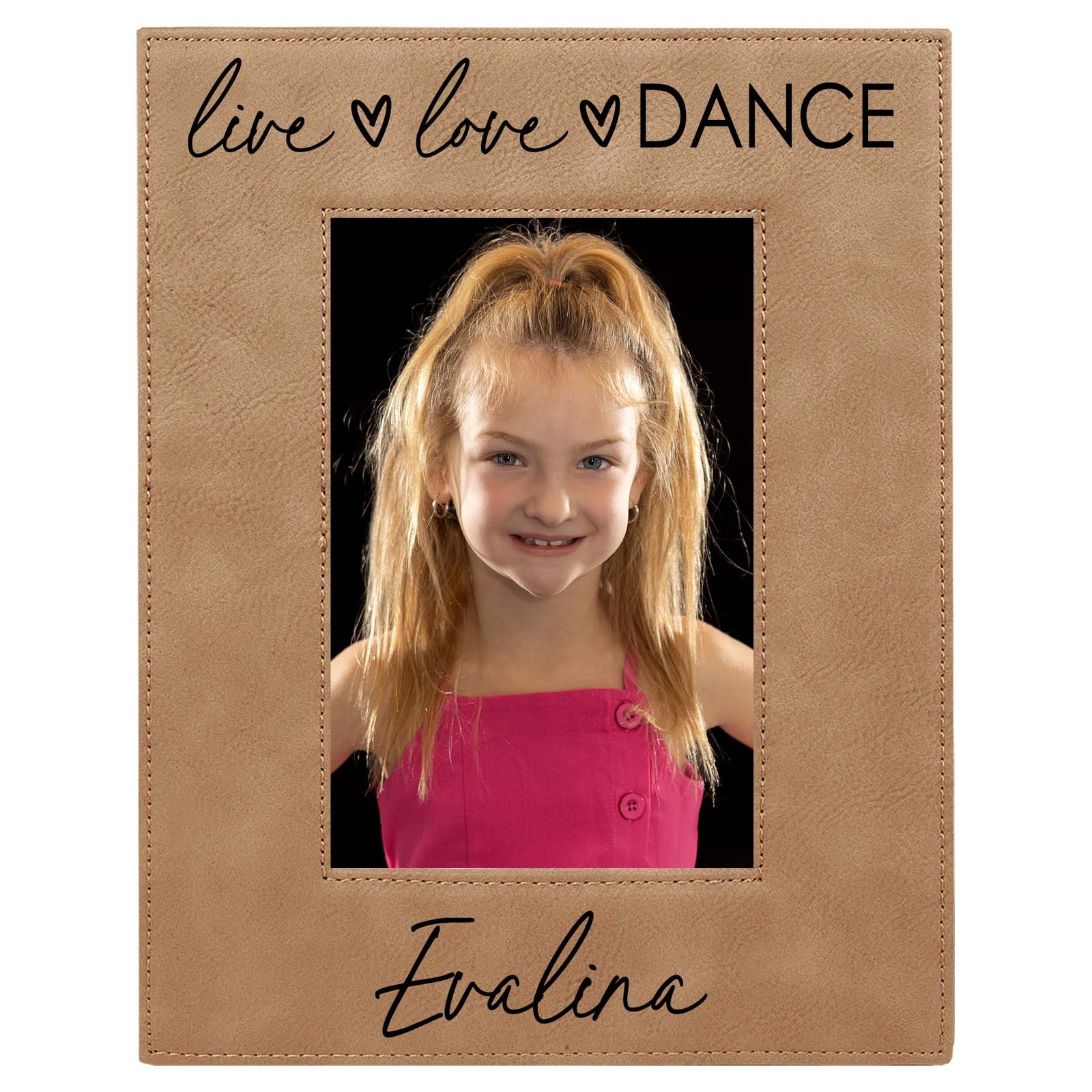 Live Love Dance Personalized Engraved Light Brown Leatherette Picture Frame - Sunny Box
