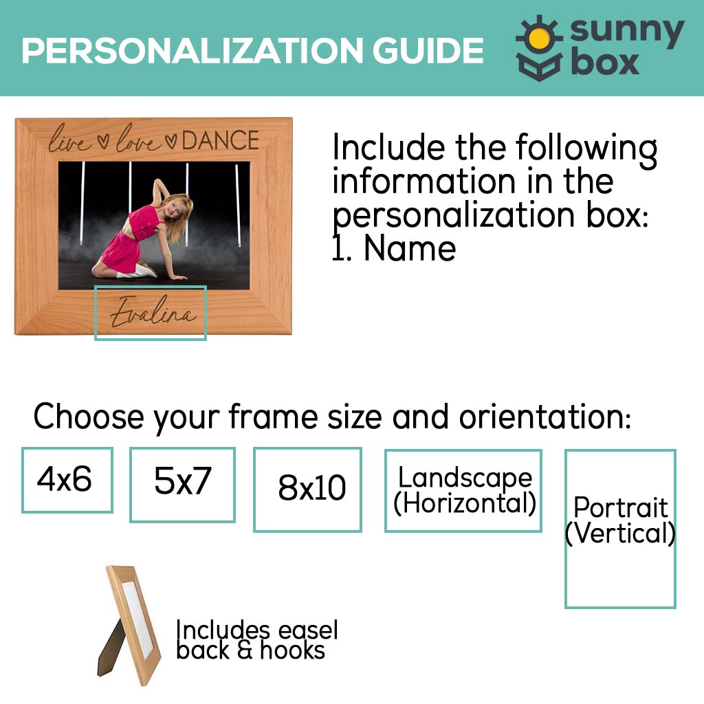 Live Love Dance Personalized Engraved Wood Picture Frame - Sunny Box