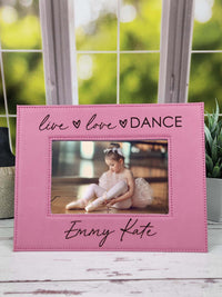 Live Love Dance Personalized Engraved Pink Leatherette Picture Frame - Sunny Box