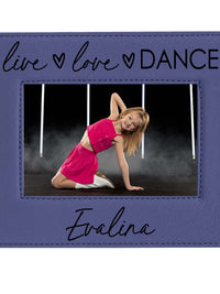 Live Love Dance Personalized Engraved Purple Leatherette Picture Frame - Sunny Box