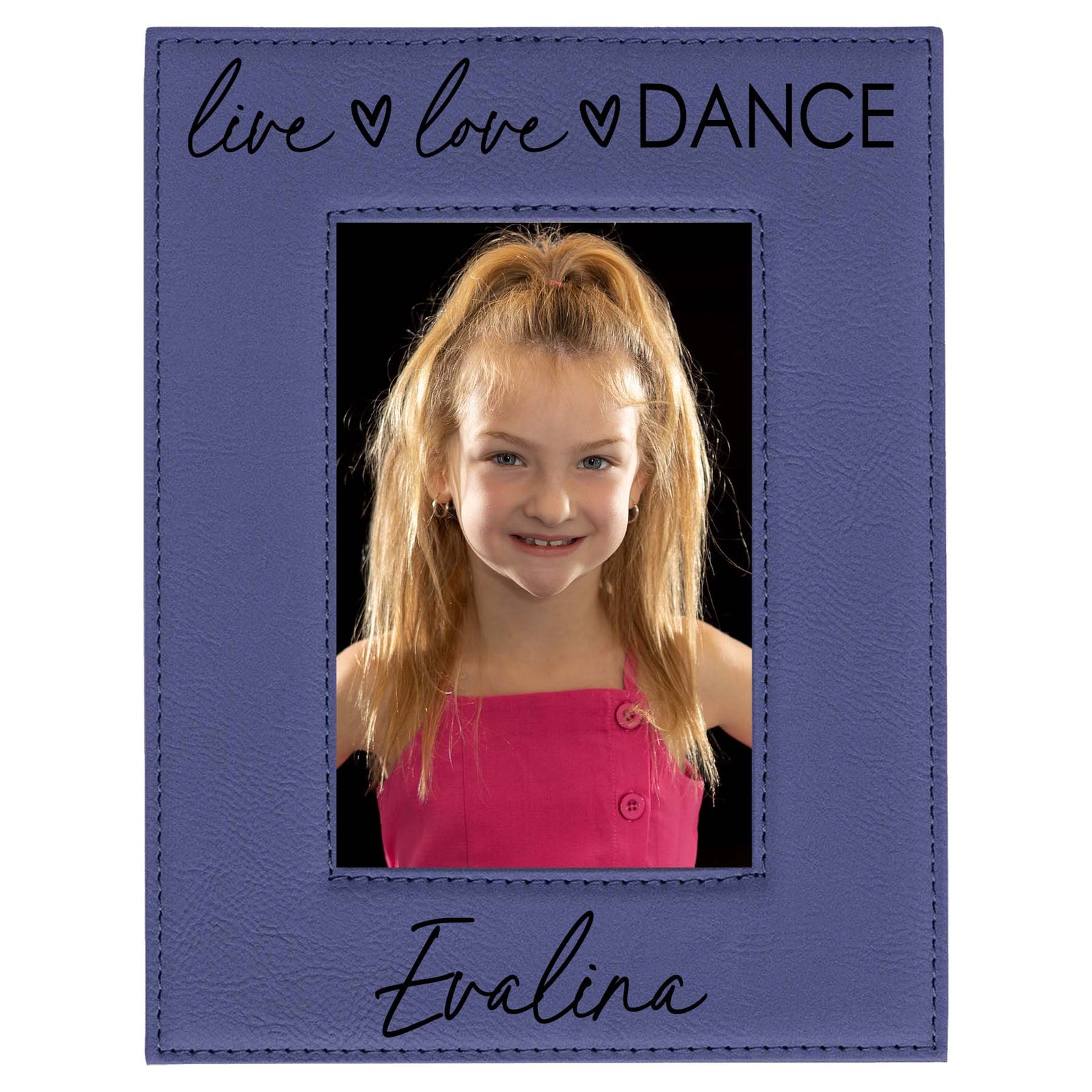 Live Love Dance Personalized Engraved Purple Leatherette Picture Frame - Sunny Box