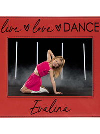 Live Love Dance Personalized Engraved Red Leatherette Picture Frame - Sunny Box