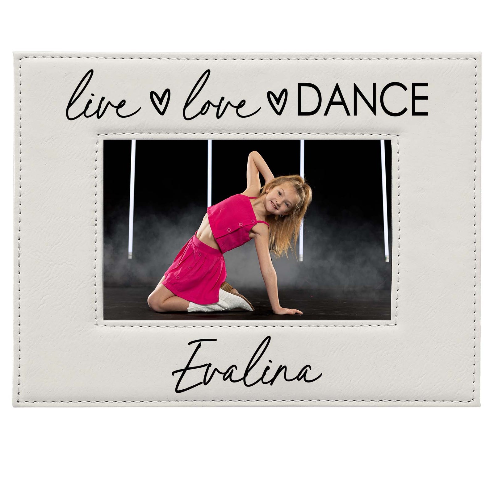 Live Love Dance Personalized Engraved White Leatherette Picture Frame - Sunny Box