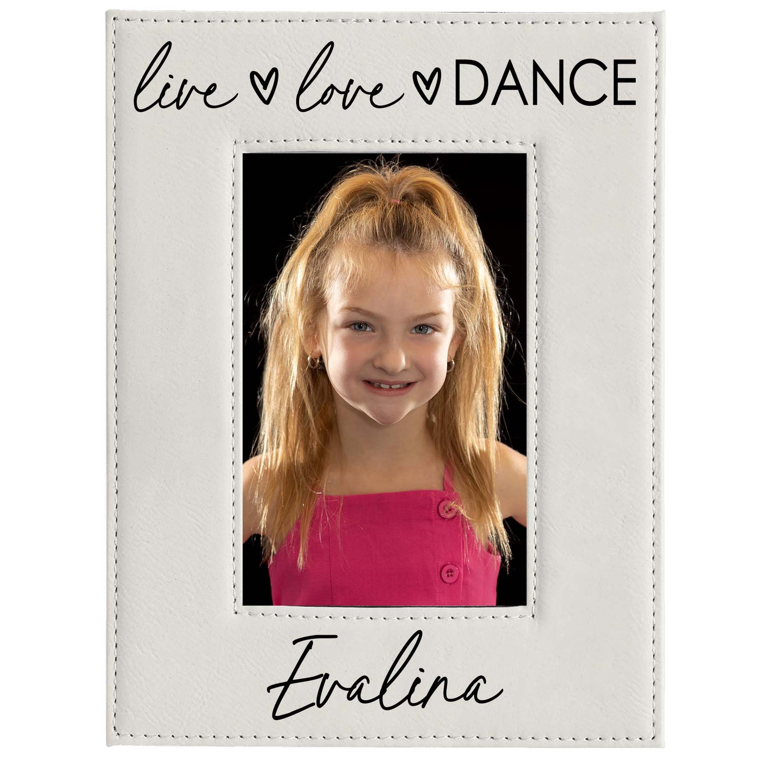 Live Love Dance Personalized Engraved White Leatherette Picture Frame - Sunny Box
