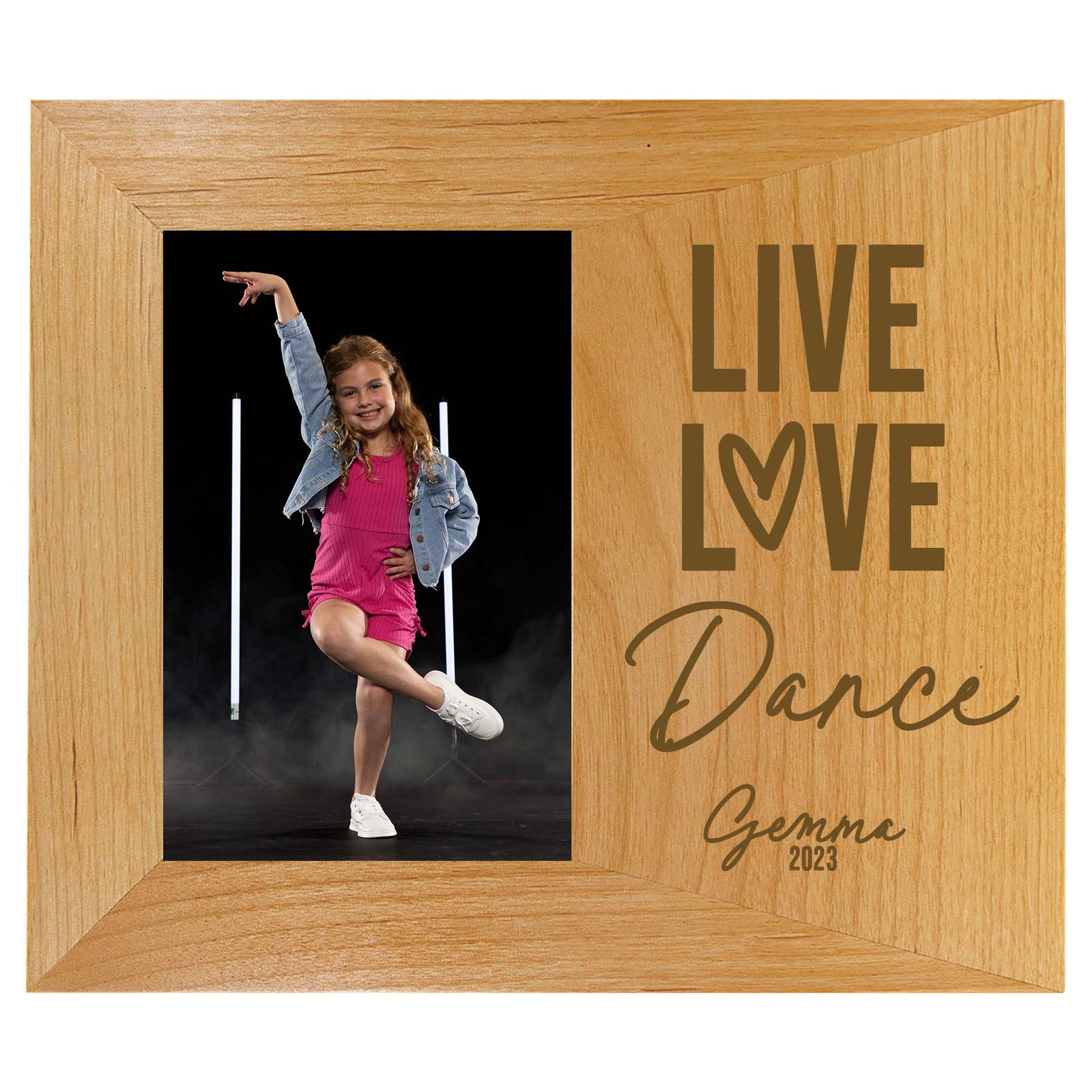 Live Love Dance Personalized Engraved Wood Picture Frame by Sunny Box