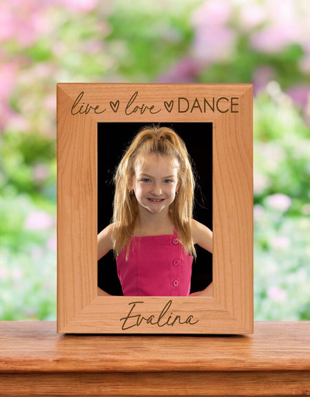 Live Love Dance Personalized Engraved Wood Picture Frame - Sunny Box