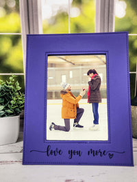 Love You More Engraved Personalized Leatherette Picture Frame Purple by Sunny Box