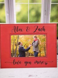 Love You More Engraved Personalized Leatherette Picture Frame Red by Sunny Box