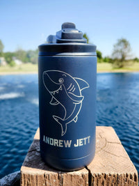 Personalized Engraved 12oz Kids Water Bottle Navy Matte by Sunny Box