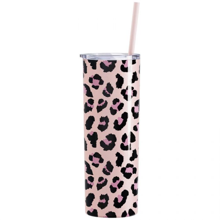 Engraved 20oz Skinny Tumbler Maars Blush Leopard by Sunny Box