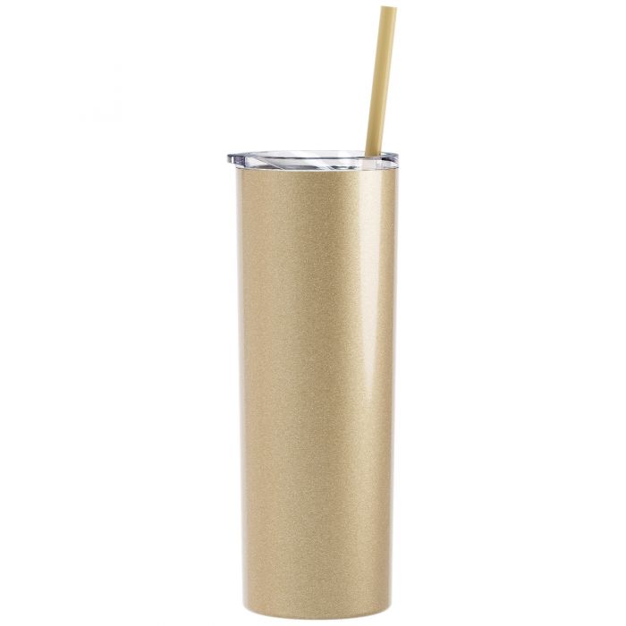 Personalized Engraved 20oz Skinny Tumbler Champagne Glitter by Sunny Box