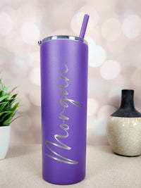 Personalized Engraved 20oz Skinny Tumbler Grape Purple by Sunny Box