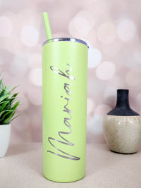Personalized Engraved 20oz Skinny Tumbler Lime by Sunny Box
