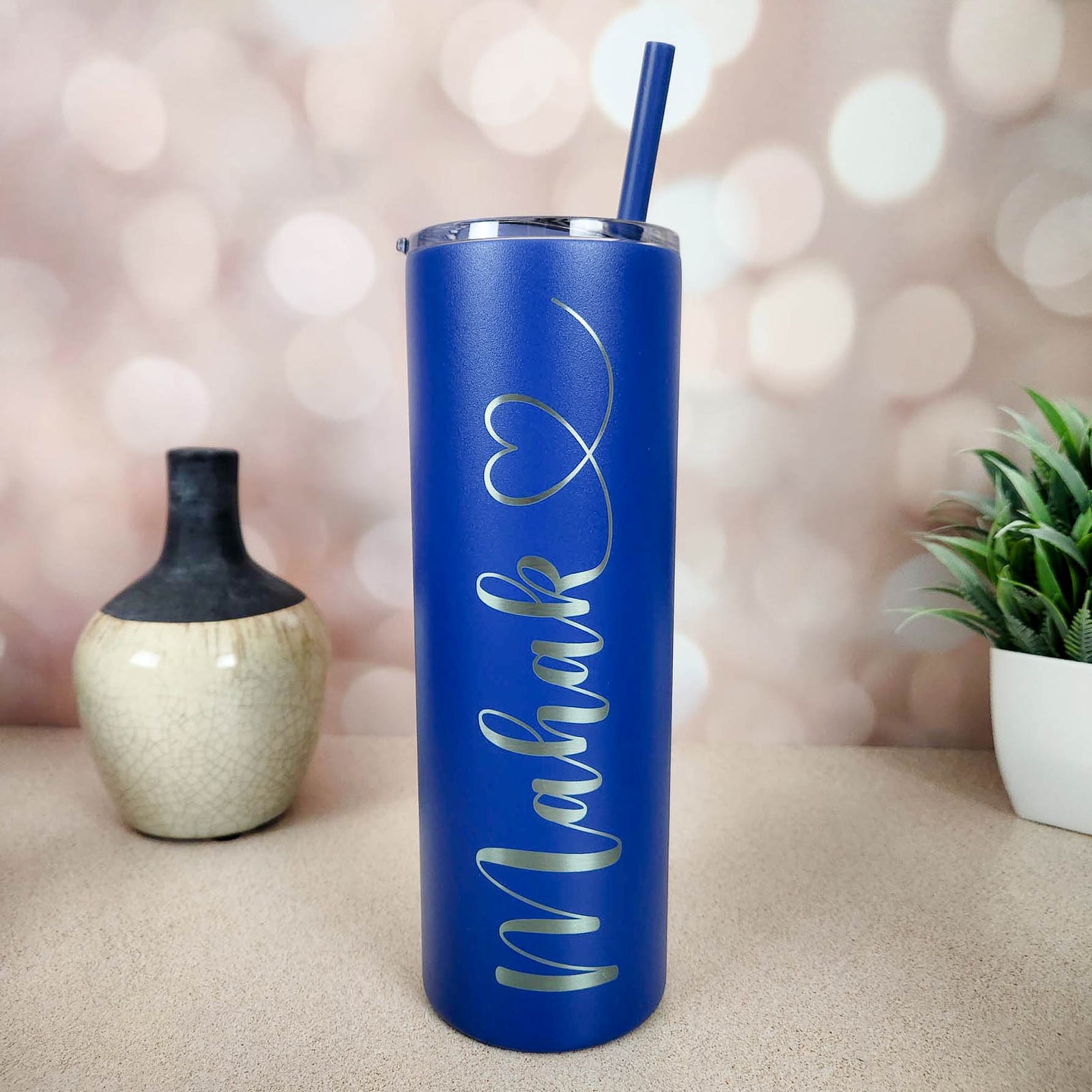Personalized Engraved 20oz Skinny Tumbler Nautical Blue by Sunny Box
