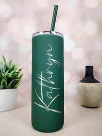 Personalized Engraved 20oz Skinny Tumbler Pine Needle Matte by Sunny Box