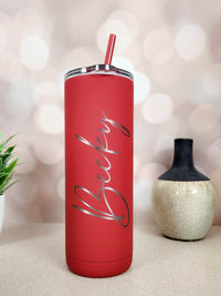 Personalized Engraved 20oz Skinny Tumbler Red Matte by Sunny Box