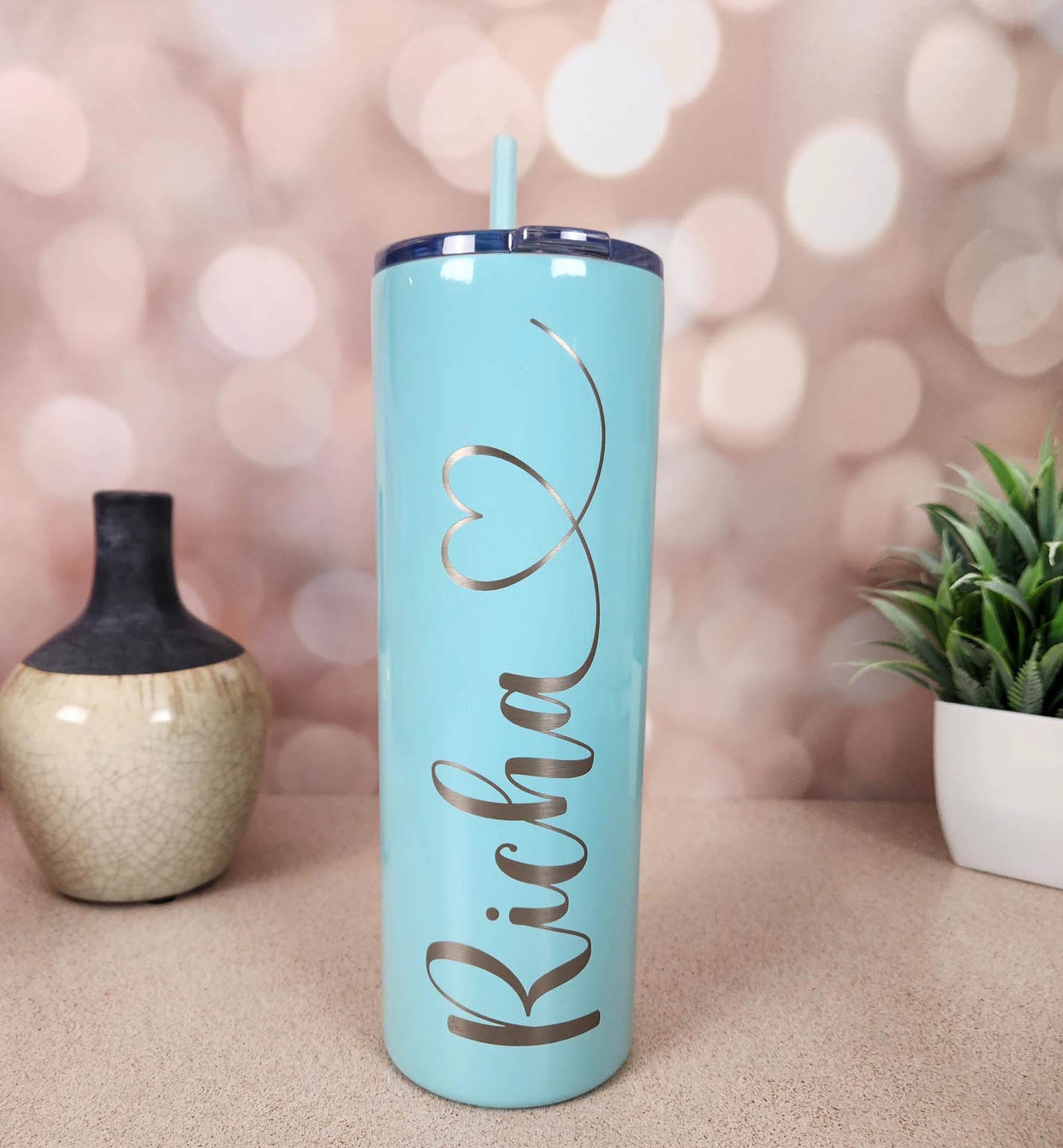 Personalized Engraved 20oz Skinny Tumbler Seafoam by Sunny Box