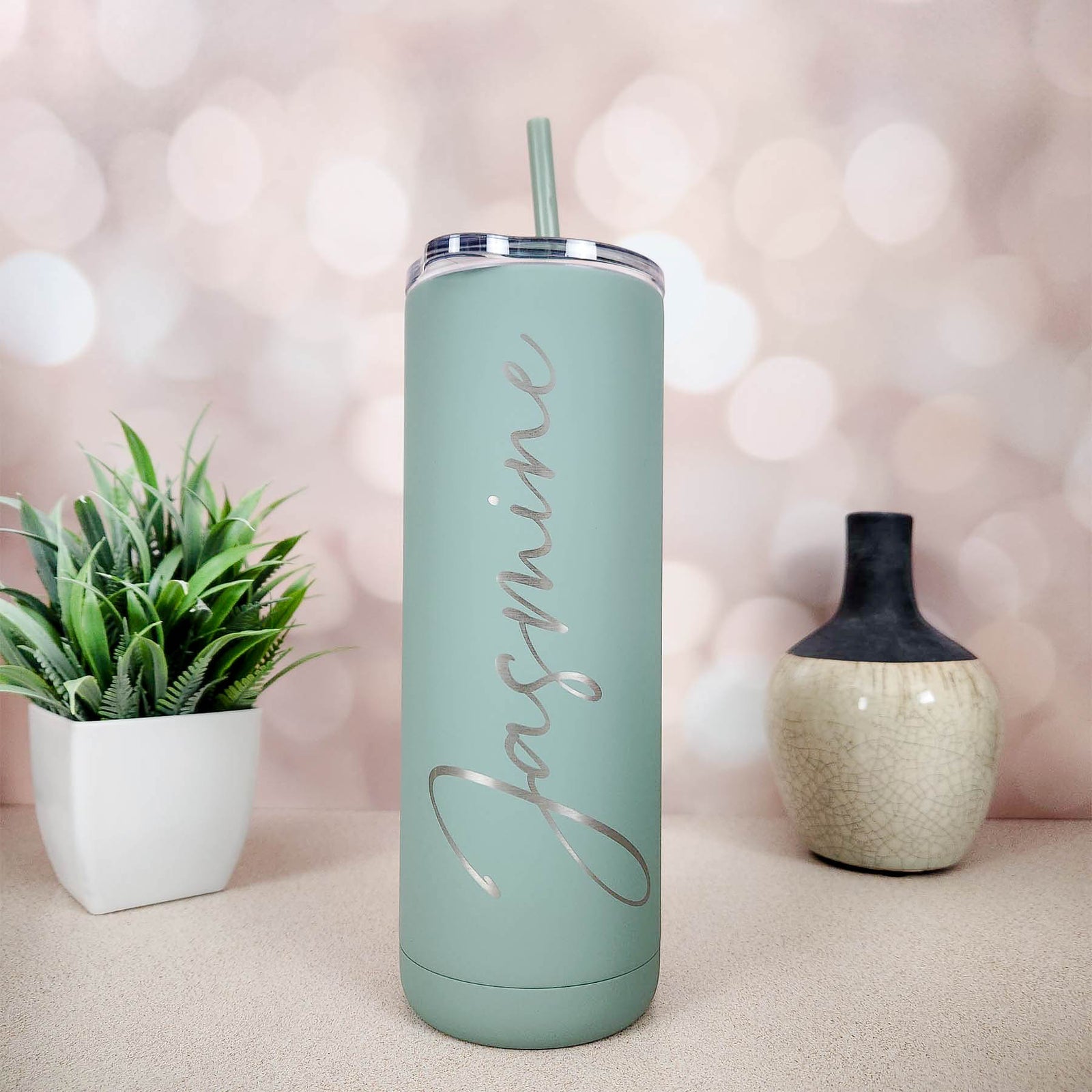 Personalized Engraved 20oz Skinny Tumbler Winter Sage Matte by Sunny Box