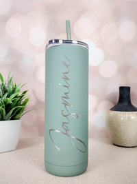 Personalized Engraved 20oz Skinny Tumbler Winter Sage Matte by Sunny Box