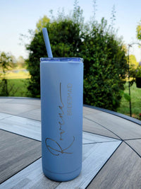 Engraved 20oz Skinny Tumbler Soft Matte Dusty Blue by Sunny Box