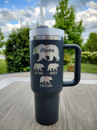 Mama Bear Engraved 40oz Dupe Charcoal by Sunny Box