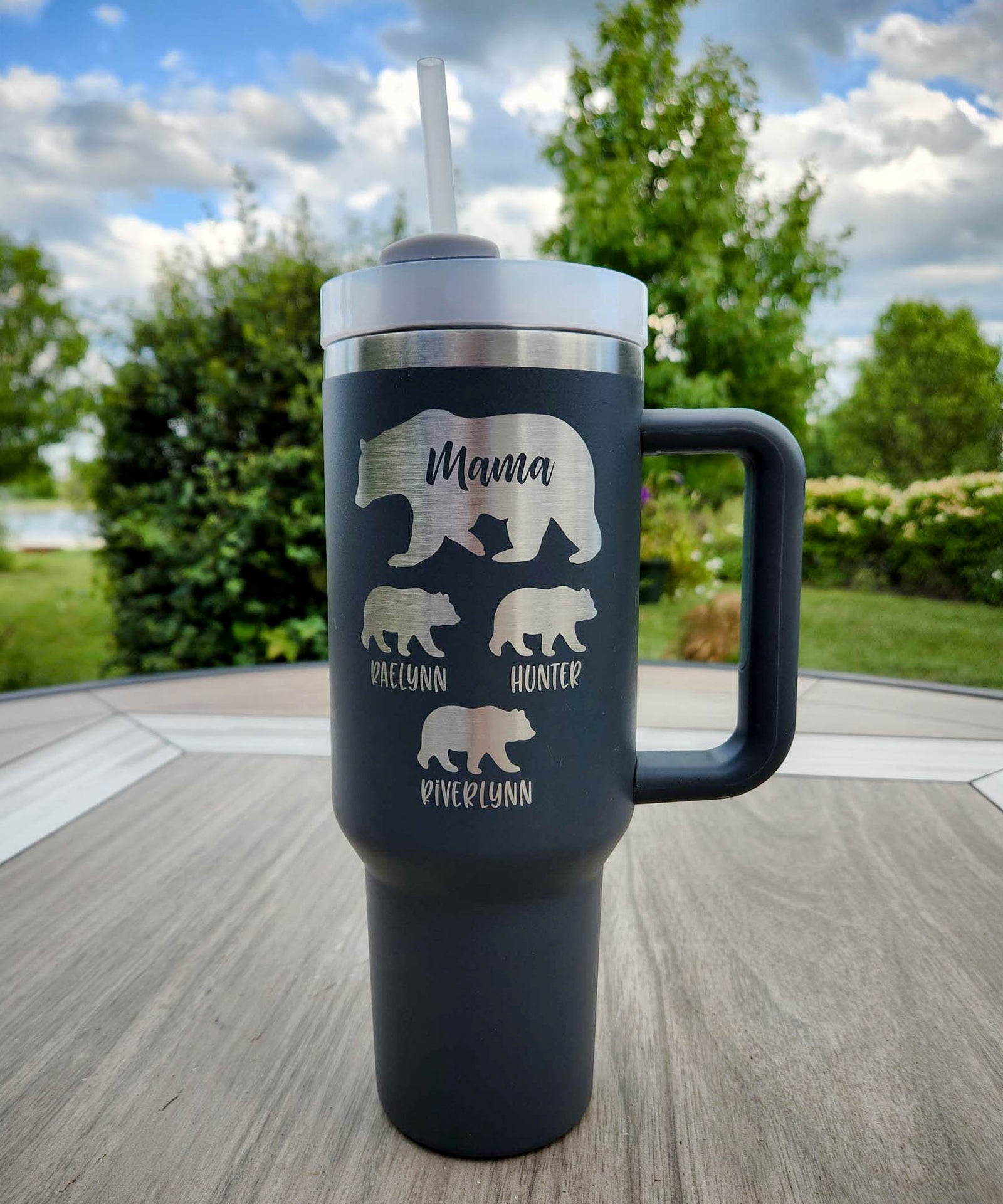 Mama Bear Engraved 40oz Dupe Charcoal by Sunny Box