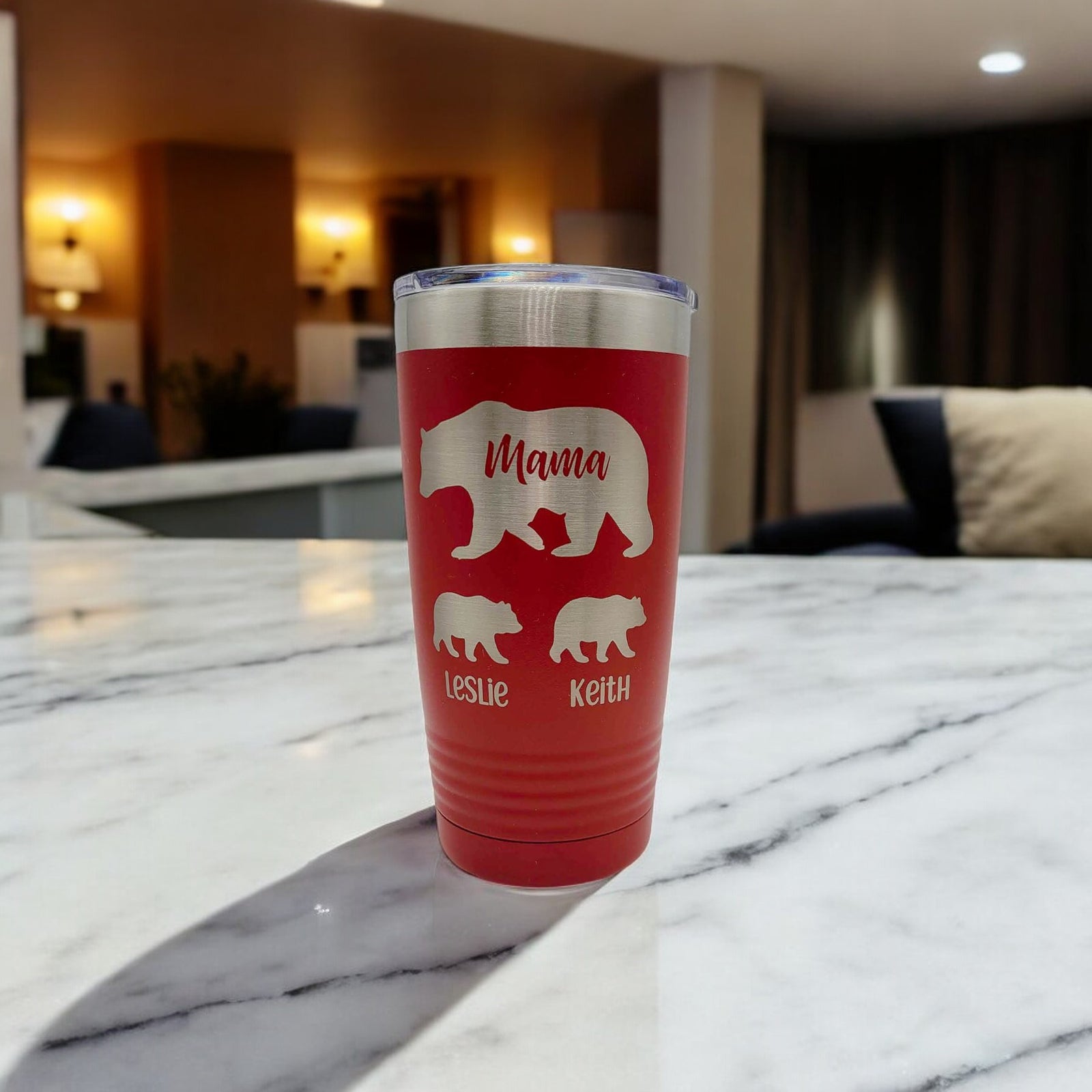 Mama Bear with Cubs Engraved Polar Camel Tumbler