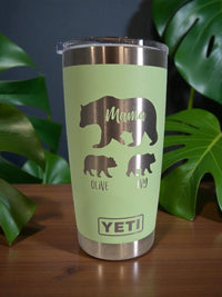 Mama Bear with Cubs Engraved YETI Tumbler