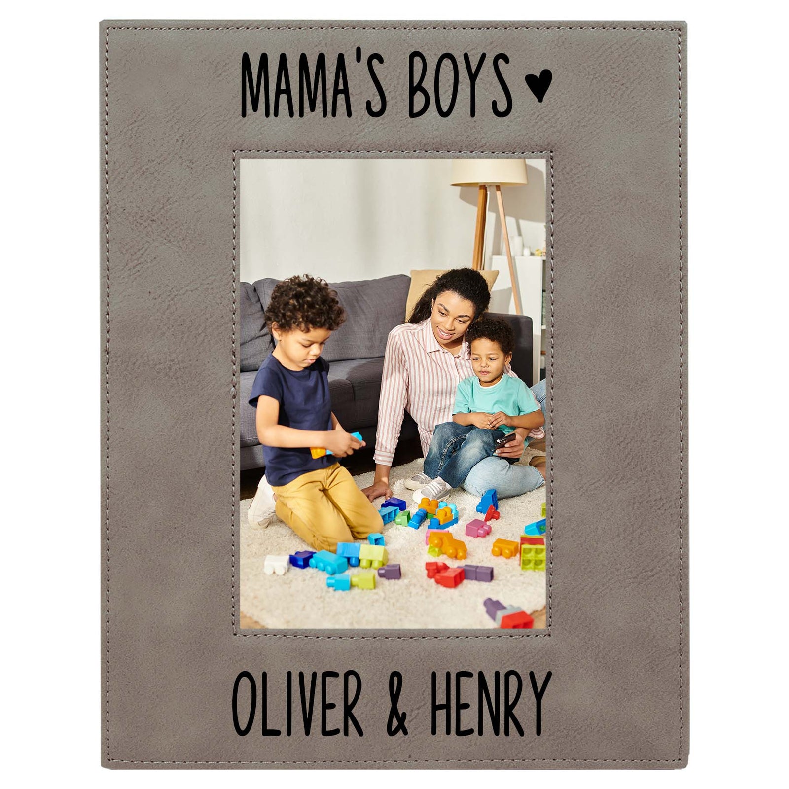 Mama's Boys Leatherette Picture Frame