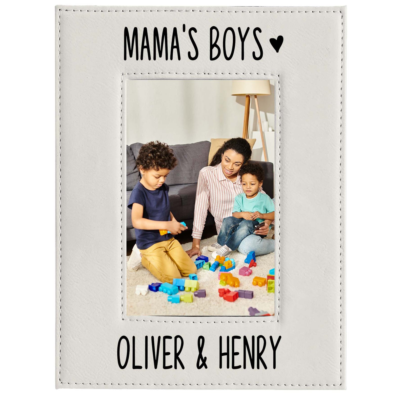 Mama's Boys Leatherette Picture Frame