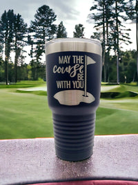 May the Course be With You - Golf Engraved 30oz Navy Polar Camel Tumbler - Sunny Box